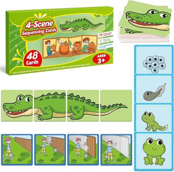 Sequencing Cards,Sequence Board Game for Kids,Speech Therapy Materials Toys for Autism,Story Storytelling,Social Skills,Sentence Building,Preschool Learning Activities,Classroom & Homeschool